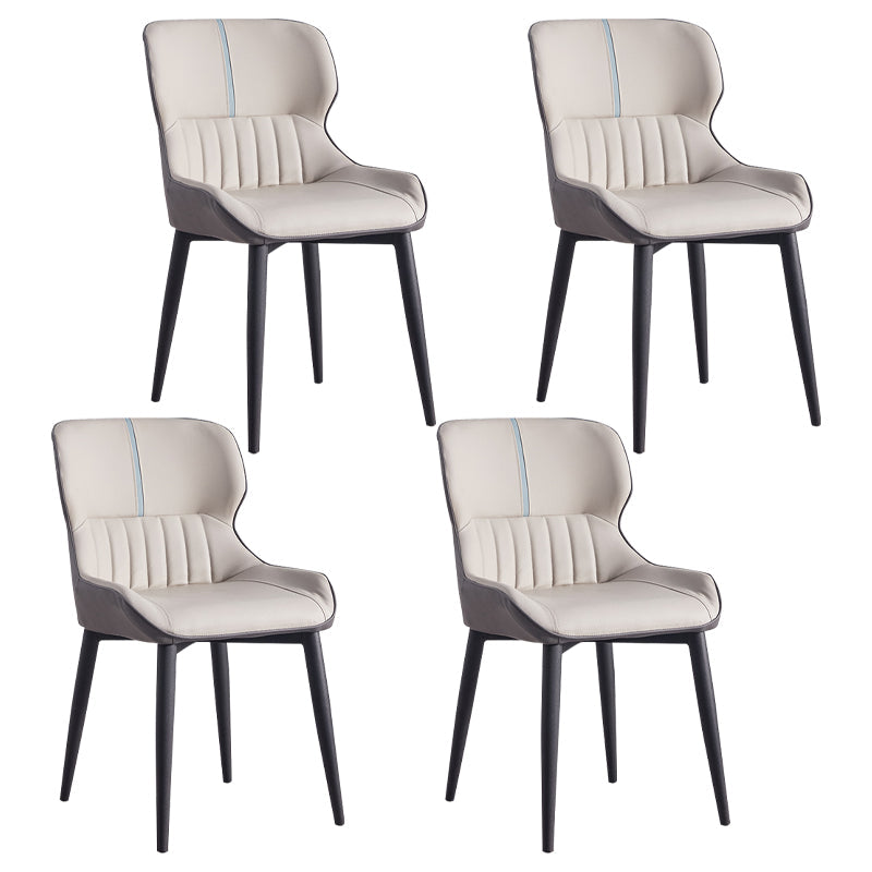 Contemporary Dining Arm Chairs Matte Finish Leather Curved Parsons Chair Grey 4 Piece Set Clearhalo ' kitchen&dining_furn' 'Dining Chairs' 'Dining Tables & Seating' 'dining_chair' 'furn' 'furn_dining_chair' 'Furniture' 'furniture_dining_chair' 'Kitchen & Dining Furniture' 'kitchen' 4539039