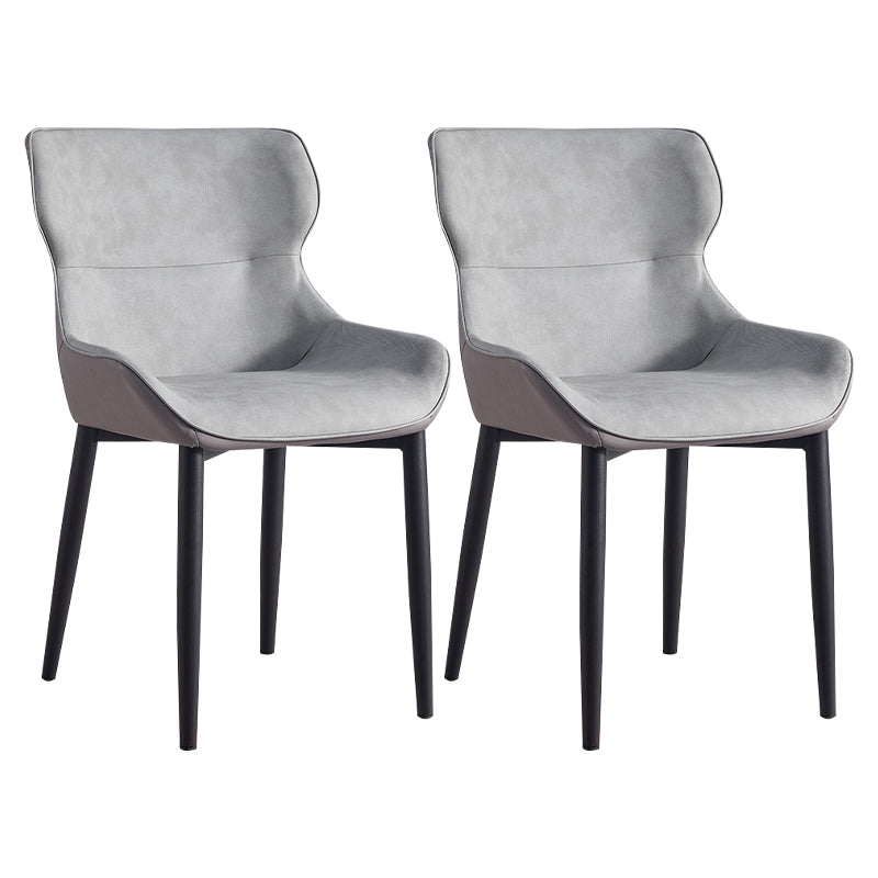 Contemporary Dining Arm Chairs Matte Finish Leather Curved Parsons Chair Dark Gray 2 Piece Set Clearhalo ' kitchen&dining_furn' 'Dining Chairs' 'Dining Tables & Seating' 'dining_chair' 'furn' 'furn_dining_chair' 'Furniture' 'furniture_dining_chair' 'Kitchen & Dining Furniture' 'kitchen' 4539042