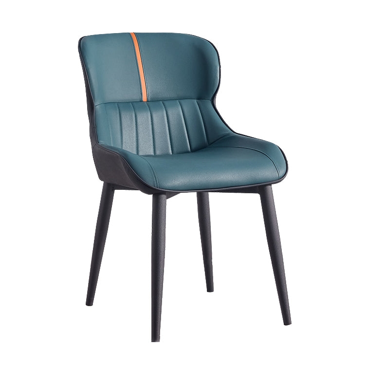 Contemporary Dining Arm Chairs Matte Finish Leather Curved Parsons Chair Clearhalo ' kitchen&dining_furn' 'Dining Chairs' 'Dining Tables & Seating' 'dining_chair' 'furn' 'furn_dining_chair' 'Furniture' 'furniture_dining_chair' 'Kitchen & Dining Furniture' 'kitchen' 4539043