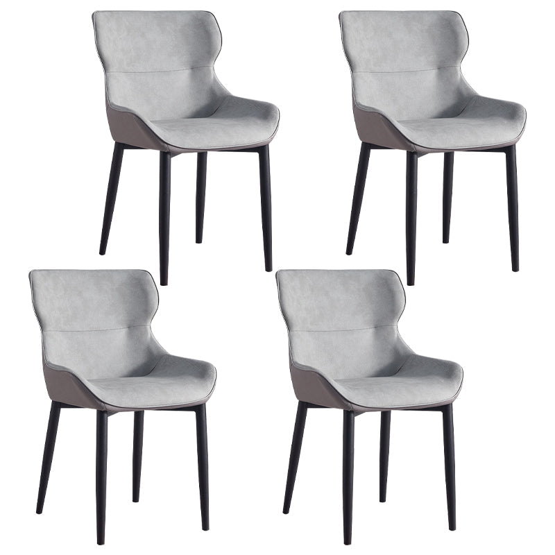 Contemporary Dining Arm Chairs Matte Finish Leather Curved Parsons Chair Dark Gray 4 Piece Set Clearhalo ' kitchen&dining_furn' 'Dining Chairs' 'Dining Tables & Seating' 'dining_chair' 'furn' 'furn_dining_chair' 'Furniture' 'furniture_dining_chair' 'Kitchen & Dining Furniture' 'kitchen' 4539044
