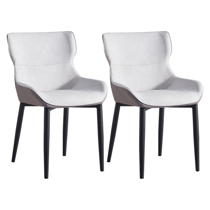 Contemporary Dining Arm Chairs Matte Finish Leather Curved Parsons Chair Light Gray 2 Piece Set Clearhalo ' kitchen&dining_furn' 'Dining Chairs' 'Dining Tables & Seating' 'dining_chair' 'furn' 'furn_dining_chair' 'Furniture' 'furniture_dining_chair' 'Kitchen & Dining Furniture' 'kitchen' 4539049