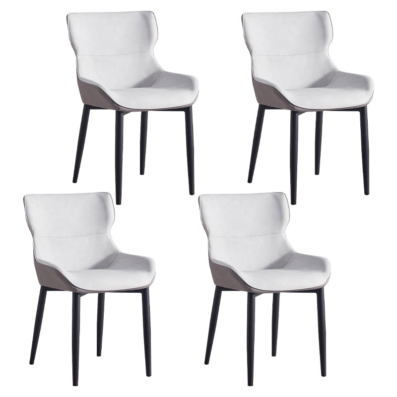 Contemporary Dining Arm Chairs Matte Finish Leather Curved Parsons Chair Light Gray 4 Piece Set Clearhalo ' kitchen&dining_furn' 'Dining Chairs' 'Dining Tables & Seating' 'dining_chair' 'furn' 'furn_dining_chair' 'Furniture' 'furniture_dining_chair' 'Kitchen & Dining Furniture' 'kitchen' 4539051