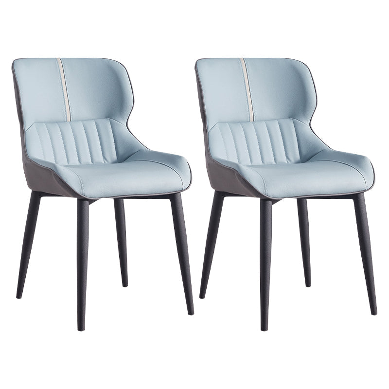 Contemporary Dining Arm Chairs Matte Finish Leather Curved Parsons Chair Blue 2 Piece Set Clearhalo ' kitchen&dining_furn' 'Dining Chairs' 'Dining Tables & Seating' 'dining_chair' 'furn' 'furn_dining_chair' 'Furniture' 'furniture_dining_chair' 'Kitchen & Dining Furniture' 'kitchen' 4539054