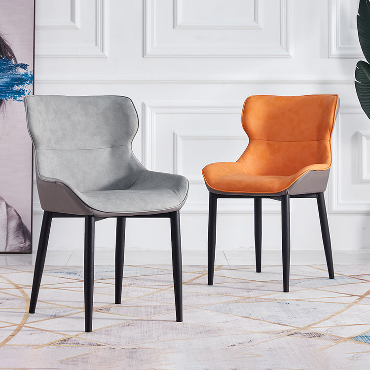 Contemporary Dining Arm Chairs Matte Finish Leather Curved Parsons Chair Clearhalo ' kitchen&dining_furn' 'Dining Chairs' 'Dining Tables & Seating' 'dining_chair' 'furn' 'furn_dining_chair' 'Furniture' 'furniture_dining_chair' 'Kitchen & Dining Furniture' 'kitchen' 4539055