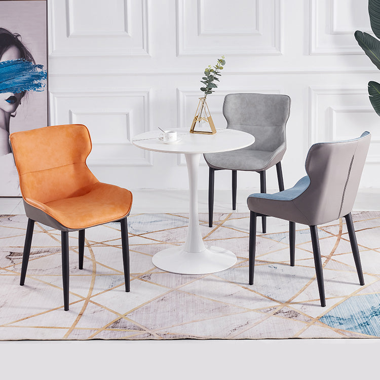 Contemporary Dining Arm Chairs Matte Finish Leather Curved Parsons Chair Clearhalo ' kitchen&dining_furn' 'Dining Chairs' 'Dining Tables & Seating' 'dining_chair' 'furn' 'furn_dining_chair' 'Furniture' 'furniture_dining_chair' 'Kitchen & Dining Furniture' 'kitchen' 4539056