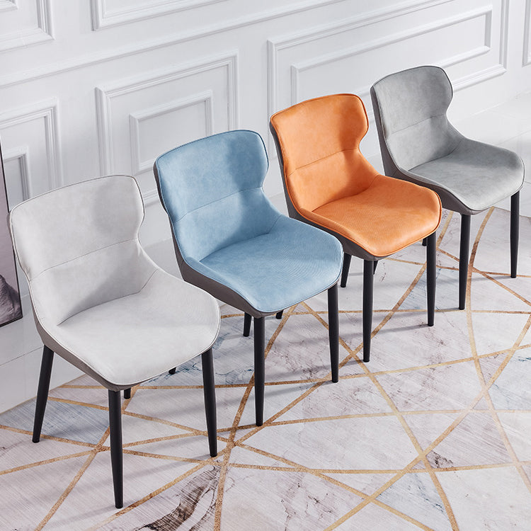 Contemporary Dining Arm Chairs Matte Finish Leather Curved Parsons Chair Clearhalo ' kitchen&dining_furn' 'Dining Chairs' 'Dining Tables & Seating' 'dining_chair' 'furn' 'furn_dining_chair' 'Furniture' 'furniture_dining_chair' 'Kitchen & Dining Furniture' 'kitchen' 4539058