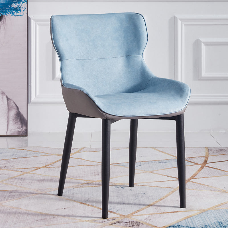 Contemporary Dining Arm Chairs Matte Finish Leather Curved Parsons Chair Sky Blue 1 Piece Clearhalo ' kitchen&dining_furn' 'Dining Chairs' 'Dining Tables & Seating' 'dining_chair' 'furn' 'furn_dining_chair' 'Furniture' 'furniture_dining_chair' 'Kitchen & Dining Furniture' 'kitchen' 4539059