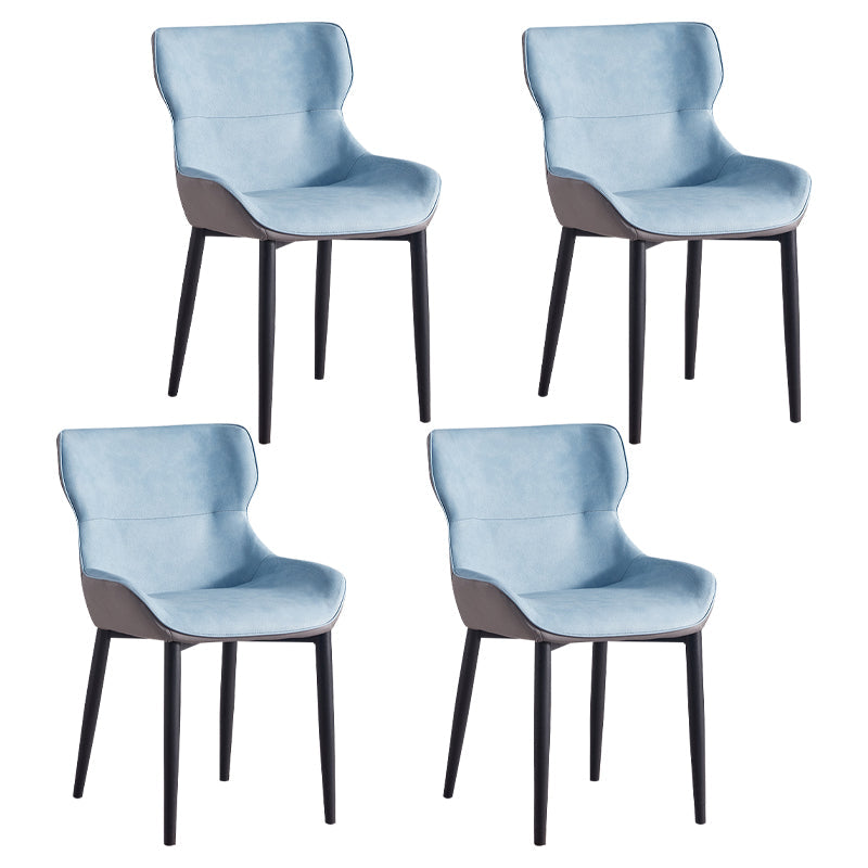 Contemporary Dining Arm Chairs Matte Finish Leather Curved Parsons Chair Sky Blue 4 Piece Set Clearhalo ' kitchen&dining_furn' 'Dining Chairs' 'Dining Tables & Seating' 'dining_chair' 'furn' 'furn_dining_chair' 'Furniture' 'furniture_dining_chair' 'Kitchen & Dining Furniture' 'kitchen' 4539061