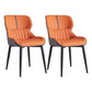 Contemporary Dining Arm Chairs Matte Finish Leather Curved Parsons Chair Orange 2 Piece Set Clearhalo ' kitchen&dining_furn' 'Dining Chairs' 'Dining Tables & Seating' 'dining_chair' 'furn' 'furn_dining_chair' 'Furniture' 'furniture_dining_chair' 'Kitchen & Dining Furniture' 'kitchen' 4539063