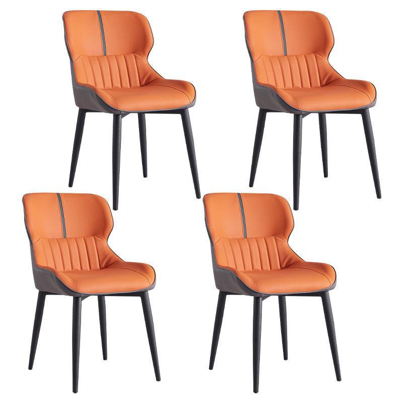Contemporary Dining Arm Chairs Matte Finish Leather Curved Parsons Chair Orange 4 Piece Set Clearhalo ' kitchen&dining_furn' 'Dining Chairs' 'Dining Tables & Seating' 'dining_chair' 'furn' 'furn_dining_chair' 'Furniture' 'furniture_dining_chair' 'Kitchen & Dining Furniture' 'kitchen' 4539064