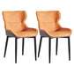Contemporary Dining Arm Chairs Matte Finish Leather Curved Parsons Chair Orange-Red 2 Piece Set Clearhalo ' kitchen&dining_furn' 'Dining Chairs' 'Dining Tables & Seating' 'dining_chair' 'furn' 'furn_dining_chair' 'Furniture' 'furniture_dining_chair' 'Kitchen & Dining Furniture' 'kitchen' 4539066