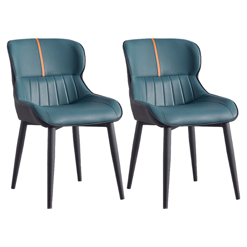 Contemporary Dining Arm Chairs Matte Finish Leather Curved Parsons Chair Navy Blue 2 Piece Set Clearhalo ' kitchen&dining_furn' 'Dining Chairs' 'Dining Tables & Seating' 'dining_chair' 'furn' 'furn_dining_chair' 'Furniture' 'furniture_dining_chair' 'Kitchen & Dining Furniture' 'kitchen' 4539069