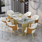 Glam 1/2/5/7 Pieces Dinette Set Sintered Stone Dining Furniture Set with Leather Chairs 7 Pieces: Table, 6 Chairs Clearhalo 'Dining Room Sets' 'Dining Tables & Seating' 'dining_room_set' 'furn' 'furn_dining_room_set' 'Furniture' 'furniture_dining_room_set' 'Kitchen & Dining Furniture' 'kitchen&dining_furn' 'kitchen' 4539073