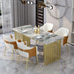 Glam 1/2/5/7 Pieces Dinette Set Sintered Stone Dining Furniture Set with Leather Chairs Clearhalo 'Dining Room Sets' 'Dining Tables & Seating' 'dining_room_set' 'furn' 'furn_dining_room_set' 'Furniture' 'furniture_dining_room_set' 'Kitchen & Dining Furniture' 'kitchen&dining_furn' 'kitchen' 4539075