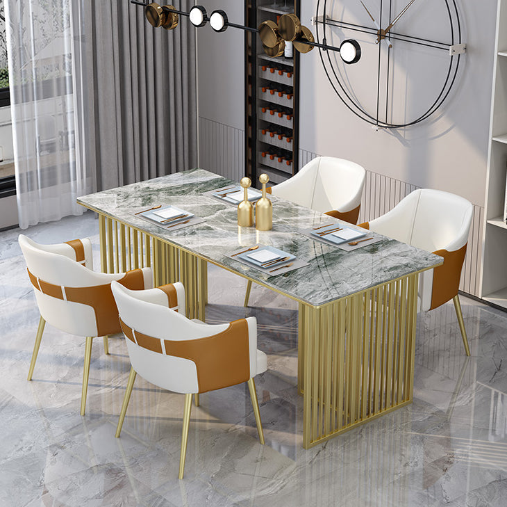 Glam 1/2/5/7 Pieces Dinette Set Sintered Stone Dining Furniture Set with Leather Chairs Clearhalo 'Dining Room Sets' 'Dining Tables & Seating' 'dining_room_set' 'furn' 'furn_dining_room_set' 'Furniture' 'furniture_dining_room_set' 'Kitchen & Dining Furniture' 'kitchen&dining_furn' 'kitchen' 4539075