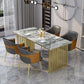 Glam 1/2/5/7 Pieces Dinette Set Sintered Stone Dining Furniture Set with Leather Chairs 5 Pieces: Table, 4 Black Chairs Clearhalo 'Dining Room Sets' 'Dining Tables & Seating' 'dining_room_set' 'furn' 'furn_dining_room_set' 'Furniture' 'furniture_dining_room_set' 'Kitchen & Dining Furniture' 'kitchen&dining_furn' 'kitchen' 4539079