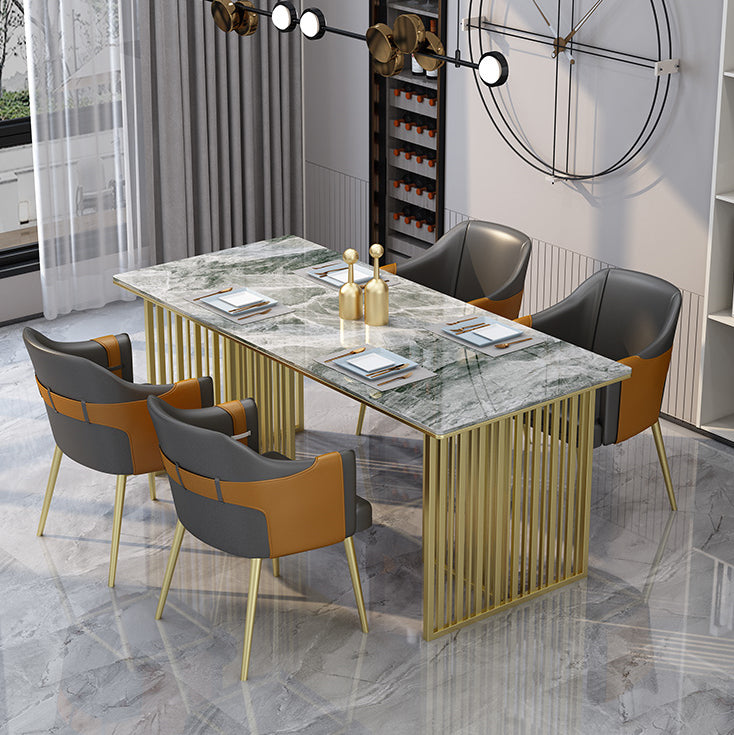 Glam 1/2/5/7 Pieces Dinette Set Sintered Stone Dining Furniture Set with Leather Chairs 5 Pieces: Table, 4 Black Chairs Clearhalo 'Dining Room Sets' 'Dining Tables & Seating' 'dining_room_set' 'furn' 'furn_dining_room_set' 'Furniture' 'furniture_dining_room_set' 'Kitchen & Dining Furniture' 'kitchen&dining_furn' 'kitchen' 4539079