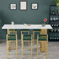 Glam Wood Bar Table with Rectangle Table Top Gold Double Pedestal Table - 42" H 70.9"L x 19.7"W x 41.3"H Without Chairs Clearhalo 'Bar Furniture' 'Bar Tables' 'bar_tables' 'furn' 'furn_bar_tables' 'Furniture' 'furniture_bar_tables' 'Kitchen & Dining Furniture' 4539101