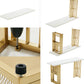 Glam Wood Bar Table with Rectangle Table Top Gold Double Pedestal Table - 42" H Clearhalo 'Bar Furniture' 'Bar Tables' 'bar_tables' 'furn' 'furn_bar_tables' 'Furniture' 'furniture_bar_tables' 'Kitchen & Dining Furniture' 4539104