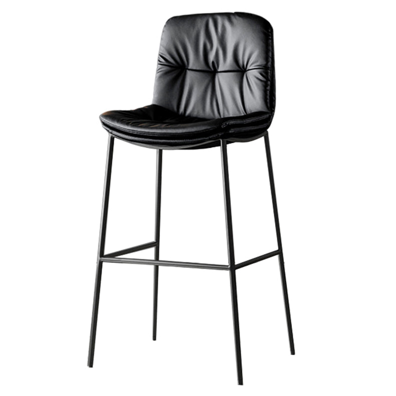 Contemporary Metal Leather Bar Stools Indoor Barstool with Cushion and Low Back Black 1 Piece Clearhalo 'Bar Furniture' 'Bar Stools' 'bar_stools' 'furn' 'furn_bar_stools' 'furniture_bar_stools' 'Kitchen & Dining Furniture' 'kitchen&dining_furn' 'kitchen' 'kitchen_furn' Furniture' 4541902