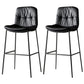 Contemporary Metal Leather Bar Stools Indoor Barstool with Cushion and Low Back Black 2 Piece Set Clearhalo 'Bar Furniture' 'Bar Stools' 'bar_stools' 'furn' 'furn_bar_stools' 'furniture_bar_stools' 'Kitchen & Dining Furniture' 'kitchen&dining_furn' 'kitchen' 'kitchen_furn' Furniture' 4541903