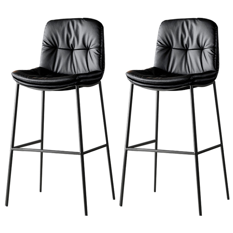 Contemporary Metal Leather Bar Stools Indoor Barstool with Cushion and Low Back Black 2 Piece Set Clearhalo 'Bar Furniture' 'Bar Stools' 'bar_stools' 'furn' 'furn_bar_stools' 'furniture_bar_stools' 'Kitchen & Dining Furniture' 'kitchen&dining_furn' 'kitchen' 'kitchen_furn' Furniture' 4541903