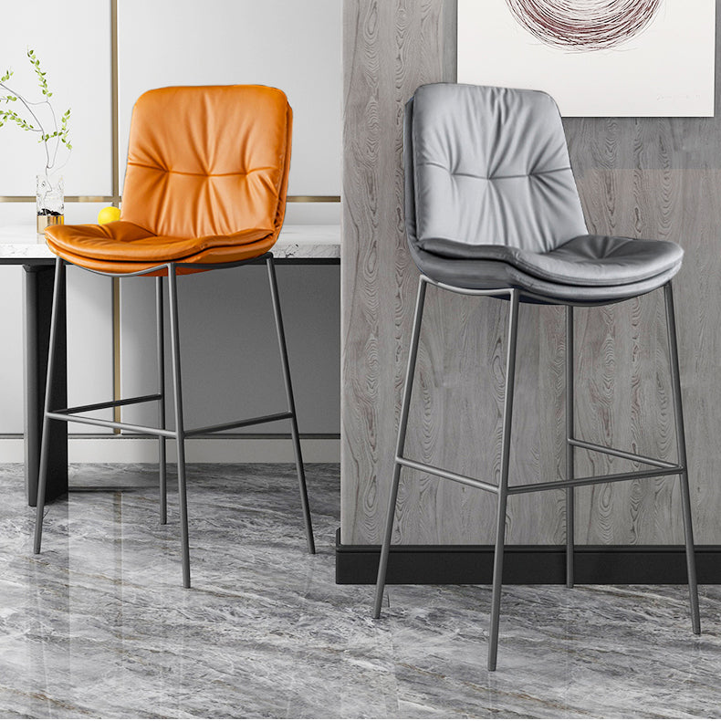 Contemporary Metal Leather Bar Stools Indoor Barstool with Cushion and Low Back Clearhalo 'Bar Furniture' 'Bar Stools' 'bar_stools' 'furn' 'furn_bar_stools' 'furniture_bar_stools' 'Kitchen & Dining Furniture' 'kitchen&dining_furn' 'kitchen' 'kitchen_furn' Furniture' 4541905