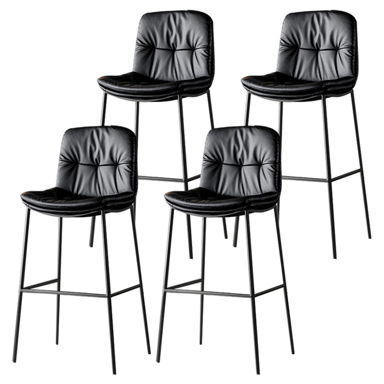 Contemporary Metal Leather Bar Stools Indoor Barstool with Cushion and Low Back Black 4 Piece Set Clearhalo 'Bar Furniture' 'Bar Stools' 'bar_stools' 'furn' 'furn_bar_stools' 'furniture_bar_stools' 'Kitchen & Dining Furniture' 'kitchen&dining_furn' 'kitchen' 'kitchen_furn' Furniture' 4541906