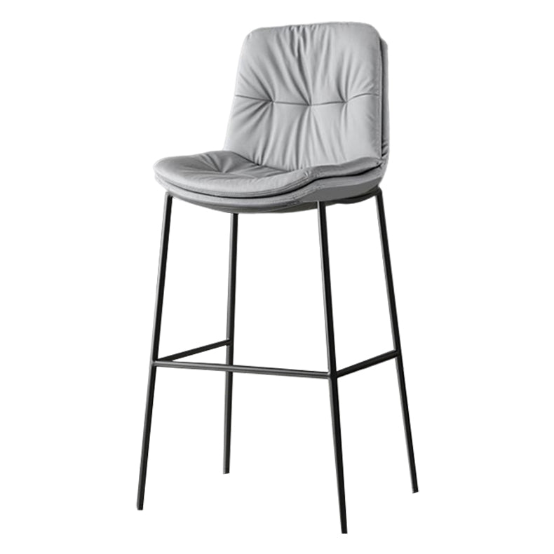 Contemporary Metal Leather Bar Stools Indoor Barstool with Cushion and Low Back Light Gray 1 Piece Clearhalo 'Bar Furniture' 'Bar Stools' 'bar_stools' 'furn' 'furn_bar_stools' 'furniture_bar_stools' 'Kitchen & Dining Furniture' 'kitchen&dining_furn' 'kitchen' 'kitchen_furn' Furniture' 4541907