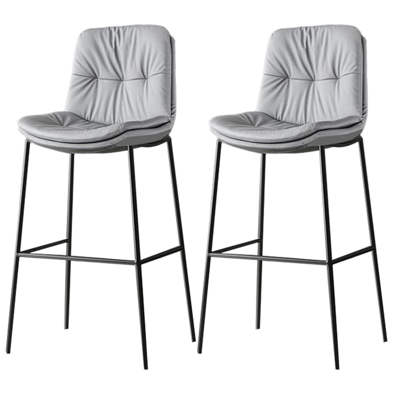 Contemporary Metal Leather Bar Stools Indoor Barstool with Cushion and Low Back Light Gray 2 Piece Set Clearhalo 'Bar Furniture' 'Bar Stools' 'bar_stools' 'furn' 'furn_bar_stools' 'furniture_bar_stools' 'Kitchen & Dining Furniture' 'kitchen&dining_furn' 'kitchen' 'kitchen_furn' Furniture' 4541909