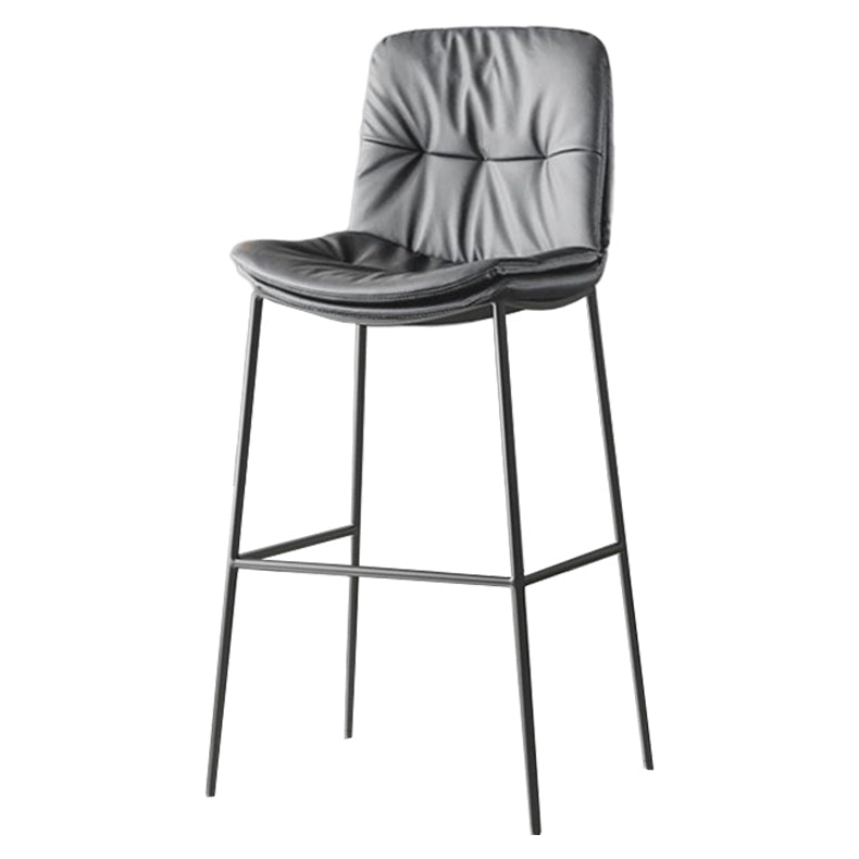 Contemporary Metal Leather Bar Stools Indoor Barstool with Cushion and Low Back Dark Gray 1 Piece Clearhalo 'Bar Furniture' 'Bar Stools' 'bar_stools' 'furn' 'furn_bar_stools' 'furniture_bar_stools' 'Kitchen & Dining Furniture' 'kitchen&dining_furn' 'kitchen' 'kitchen_furn' Furniture' 4541913