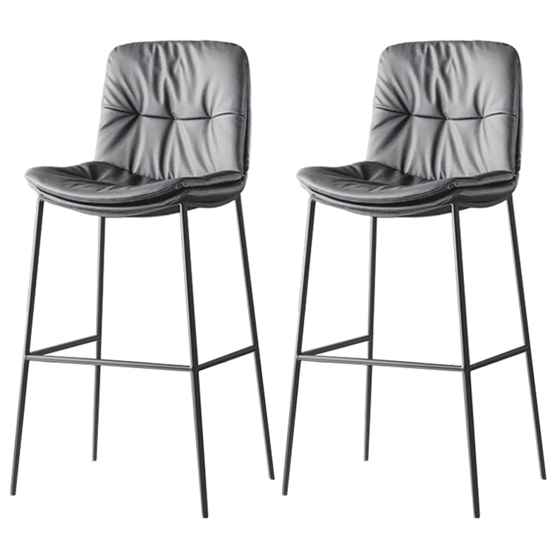 Contemporary Metal Leather Bar Stools Indoor Barstool with Cushion and Low Back Dark Gray 2 Piece Set Clearhalo 'Bar Furniture' 'Bar Stools' 'bar_stools' 'furn' 'furn_bar_stools' 'furniture_bar_stools' 'Kitchen & Dining Furniture' 'kitchen&dining_furn' 'kitchen' 'kitchen_furn' Furniture' 4541916