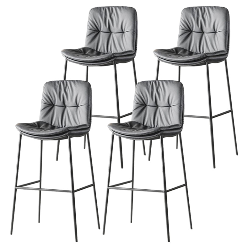 Contemporary Metal Leather Bar Stools Indoor Barstool with Cushion and Low Back Dark Gray 4 Piece Set Clearhalo 'Bar Furniture' 'Bar Stools' 'bar_stools' 'furn' 'furn_bar_stools' 'furniture_bar_stools' 'Kitchen & Dining Furniture' 'kitchen&dining_furn' 'kitchen' 'kitchen_furn' Furniture' 4541918