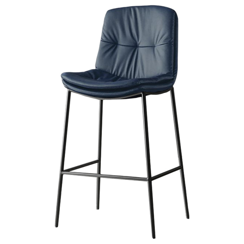 Contemporary Metal Leather Bar Stools Indoor Barstool with Cushion and Low Back Blue 1 Piece Clearhalo 'Bar Furniture' 'Bar Stools' 'bar_stools' 'furn' 'furn_bar_stools' 'furniture_bar_stools' 'Kitchen & Dining Furniture' 'kitchen&dining_furn' 'kitchen' 'kitchen_furn' Furniture' 4541919