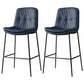Contemporary Metal Leather Bar Stools Indoor Barstool with Cushion and Low Back Blue 2 Piece Set Clearhalo 'Bar Furniture' 'Bar Stools' 'bar_stools' 'furn' 'furn_bar_stools' 'furniture_bar_stools' 'Kitchen & Dining Furniture' 'kitchen&dining_furn' 'kitchen' 'kitchen_furn' Furniture' 4541920