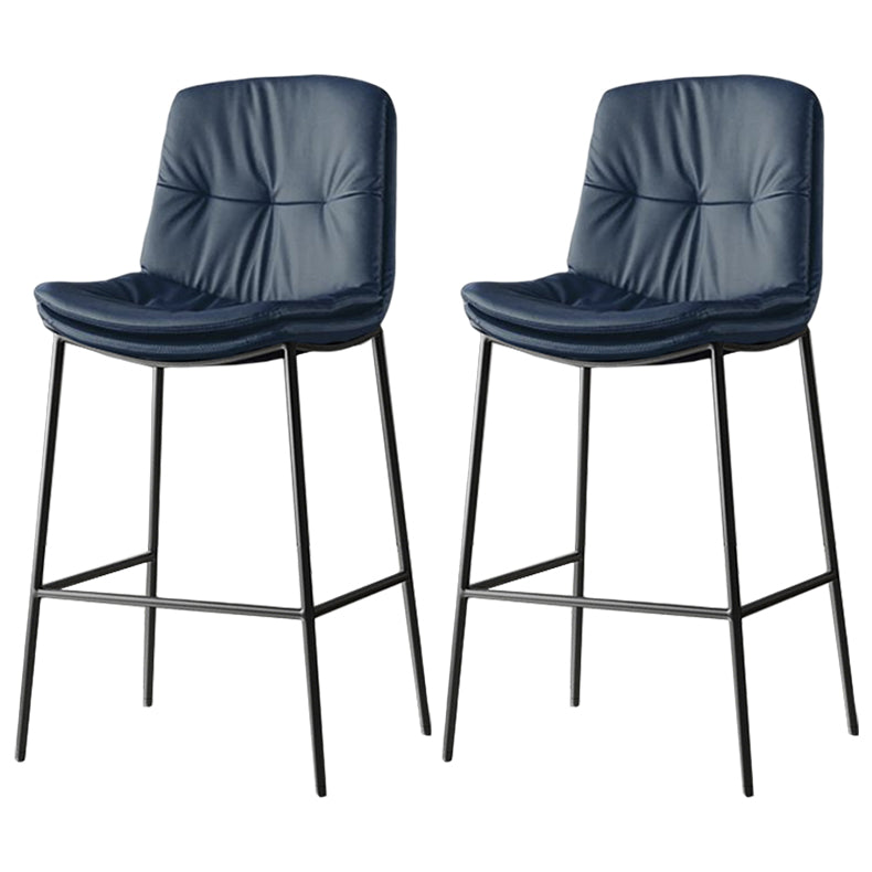 Contemporary Metal Leather Bar Stools Indoor Barstool with Cushion and Low Back Blue 2 Piece Set Clearhalo 'Bar Furniture' 'Bar Stools' 'bar_stools' 'furn' 'furn_bar_stools' 'furniture_bar_stools' 'Kitchen & Dining Furniture' 'kitchen&dining_furn' 'kitchen' 'kitchen_furn' Furniture' 4541920