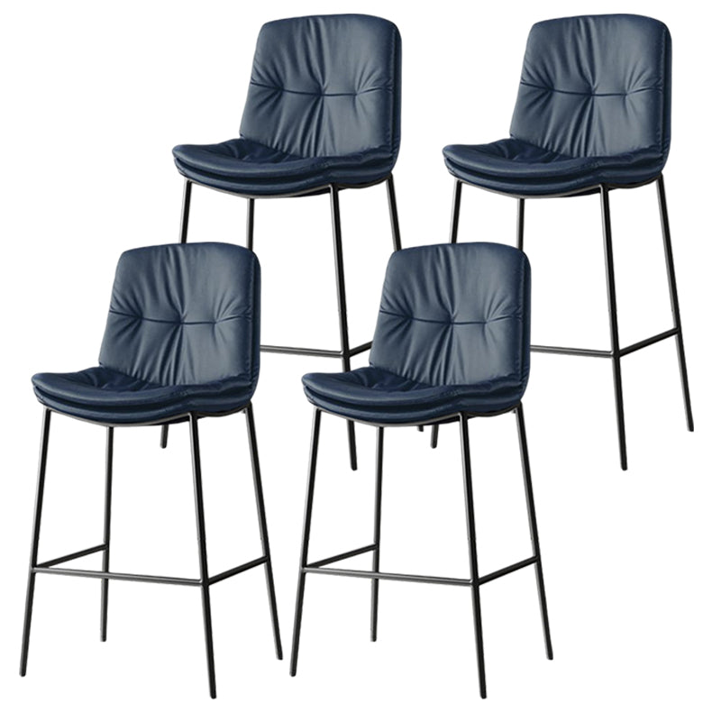 Contemporary Metal Leather Bar Stools Indoor Barstool with Cushion and Low Back Blue 4 Piece Set Clearhalo 'Bar Furniture' 'Bar Stools' 'bar_stools' 'furn' 'furn_bar_stools' 'furniture_bar_stools' 'Kitchen & Dining Furniture' 'kitchen&dining_furn' 'kitchen' 'kitchen_furn' Furniture' 4541921