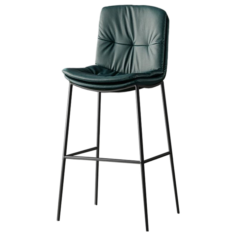 Contemporary Metal Leather Bar Stools Indoor Barstool with Cushion and Low Back Blackish Green 1 Piece Clearhalo 'Bar Furniture' 'Bar Stools' 'bar_stools' 'furn' 'furn_bar_stools' 'furniture_bar_stools' 'Kitchen & Dining Furniture' 'kitchen&dining_furn' 'kitchen' 'kitchen_furn' Furniture' 4541922