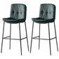Contemporary Metal Leather Bar Stools Indoor Barstool with Cushion and Low Back Blackish Green 2 Piece Set Clearhalo 'Bar Furniture' 'Bar Stools' 'bar_stools' 'furn' 'furn_bar_stools' 'furniture_bar_stools' 'Kitchen & Dining Furniture' 'kitchen&dining_furn' 'kitchen' 'kitchen_furn' Furniture' 4541923