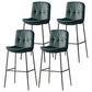 Contemporary Metal Leather Bar Stools Indoor Barstool with Cushion and Low Back Blackish Green 4 Piece Set Clearhalo 'Bar Furniture' 'Bar Stools' 'bar_stools' 'furn' 'furn_bar_stools' 'furniture_bar_stools' 'Kitchen & Dining Furniture' 'kitchen&dining_furn' 'kitchen' 'kitchen_furn' Furniture' 4541924