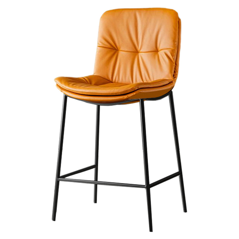 Contemporary Metal Leather Bar Stools Indoor Barstool with Cushion and Low Back Orange Yellow 1 Piece Clearhalo 'Bar Furniture' 'Bar Stools' 'bar_stools' 'furn' 'furn_bar_stools' 'furniture_bar_stools' 'Kitchen & Dining Furniture' 'kitchen&dining_furn' 'kitchen' 'kitchen_furn' Furniture' 4541925