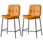 Contemporary Metal Leather Bar Stools Indoor Barstool with Cushion and Low Back Orange Yellow 2 Piece Set Clearhalo 'Bar Furniture' 'Bar Stools' 'bar_stools' 'furn' 'furn_bar_stools' 'furniture_bar_stools' 'Kitchen & Dining Furniture' 'kitchen&dining_furn' 'kitchen' 'kitchen_furn' Furniture' 4541926