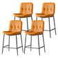 Contemporary Metal Leather Bar Stools Indoor Barstool with Cushion and Low Back Orange Yellow 4 Piece Set Clearhalo 'Bar Furniture' 'Bar Stools' 'bar_stools' 'furn' 'furn_bar_stools' 'furniture_bar_stools' 'Kitchen & Dining Furniture' 'kitchen&dining_furn' 'kitchen' 'kitchen_furn' Furniture' 4541927