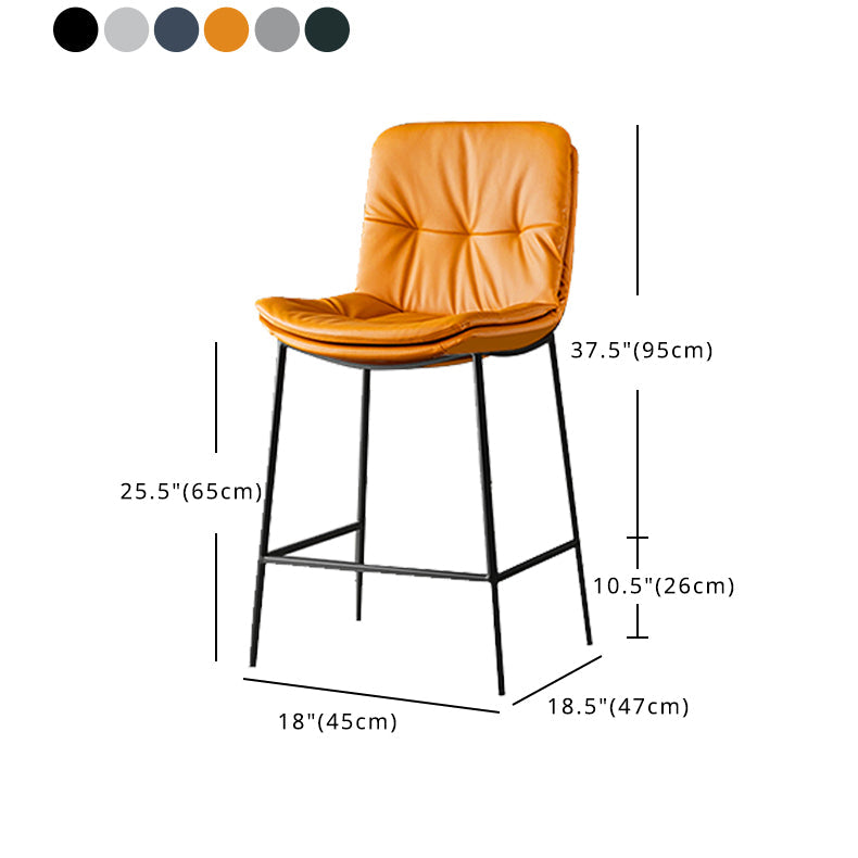 Contemporary Metal Leather Bar Stools Indoor Barstool with Cushion and Low Back Clearhalo 'Bar Furniture' 'Bar Stools' 'bar_stools' 'furn' 'furn_bar_stools' 'furniture_bar_stools' 'Kitchen & Dining Furniture' 'kitchen&dining_furn' 'kitchen' 'kitchen_furn' Furniture' 4541929