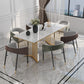 Glam Style 1/2/5/7 Pieces Dining Set Marble Top Dining Table Set with Velvet Chairs 7 Pieces: White Table, 6 Chairs Clearhalo 'Dining Room Sets' 'Dining Tables & Seating' 'dining_room_set' 'furn' 'furn_dining_room_set' 'Furniture' 'furniture_dining_room_set' 'Kitchen & Dining Furniture' 'kitchen&dining_furn' 'kitchen' 4541931