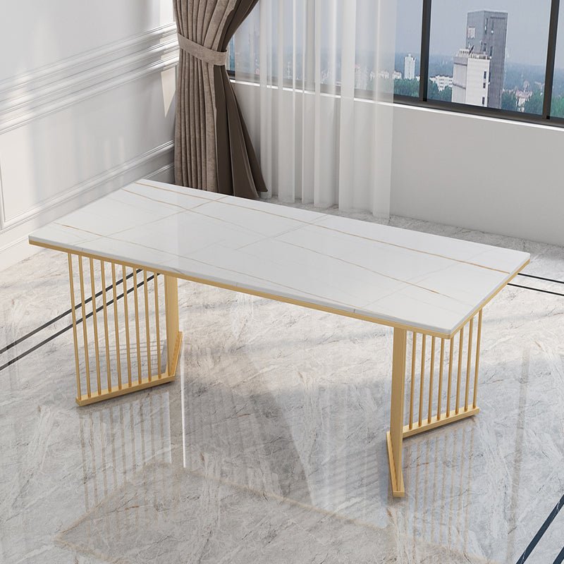Glam Style 1/2/5/7 Pieces Dining Set Marble Top Dining Table Set with Velvet Chairs White-Gold 71"L x 35"W Clearhalo 'Dining Room Sets' 'Dining Tables & Seating' 'dining_room_set' 'furn' 'furn_dining_room_set' 'Furniture' 'furniture_dining_room_set' 'Kitchen & Dining Furniture' 'kitchen&dining_furn' 'kitchen' 4541935