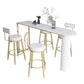 Stone Double Pedestal Counter Wine Table Modern Indoor Bar/Dinette Table White-Gold Without Chairs Clearhalo 'Bar Furniture' 'Bar Tables' 'bar_tables' 'furn' 'furn_bar_tables' 'Furniture' 'furniture_bar_tables' 'Kitchen & Dining Furniture' 4544384