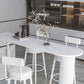 Stone Double Pedestal Counter Wine Table Modern Indoor Bar/Dinette Table Clearhalo 'Bar Furniture' 'Bar Tables' 'bar_tables' 'furn' 'furn_bar_tables' 'Furniture' 'furniture_bar_tables' 'Kitchen & Dining Furniture' 4544390