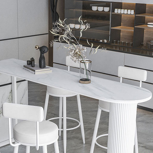 Stone Double Pedestal Counter Wine Table Modern Indoor Bar/Dinette Table Clearhalo 'Bar Furniture' 'Bar Tables' 'bar_tables' 'furn' 'furn_bar_tables' 'Furniture' 'furniture_bar_tables' 'Kitchen & Dining Furniture' 4544390