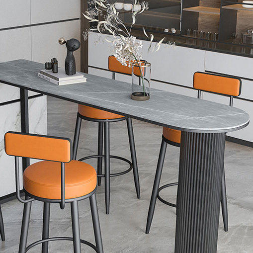 Stone Double Pedestal Counter Wine Table Modern Indoor Bar/Dinette Table Clearhalo 'Bar Furniture' 'Bar Tables' 'bar_tables' 'furn' 'furn_bar_tables' 'Furniture' 'furniture_bar_tables' 'Kitchen & Dining Furniture' 4544391